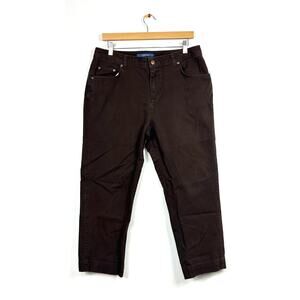 Bill Blass Jeans Womens 14 Petite Brown Straight Leg Stretch Pants Capris